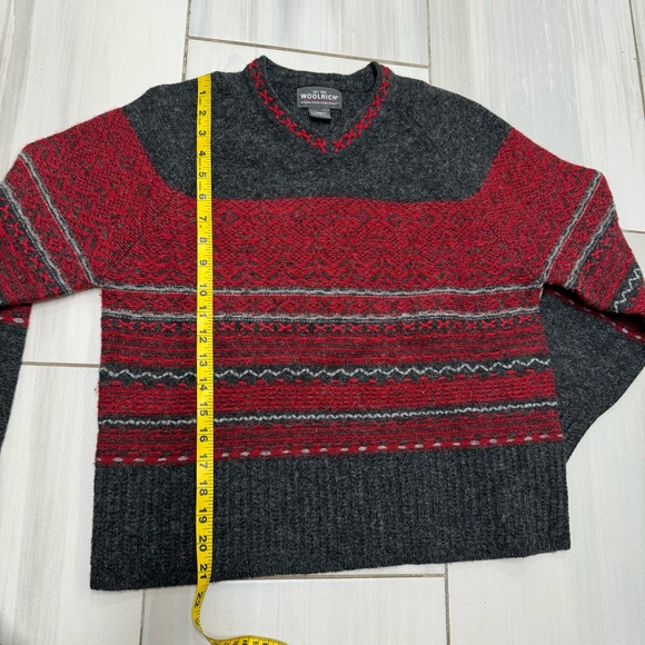Woolrich Sweater Red Gray Charcoal Heather 100% Wool Womens Size M - Picture 3 of 8